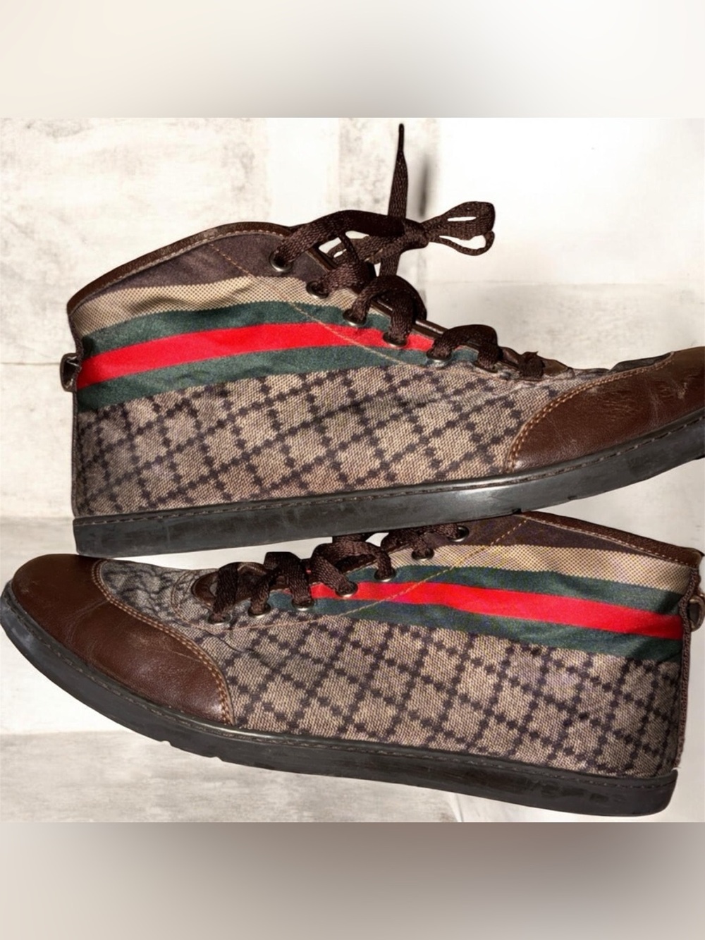 Gucci Men’s Black with Red Accent Signature Sneakers